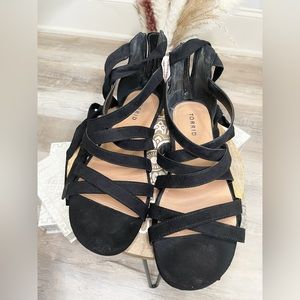 Torrid Black Ankle Wrap Gladiator Sandal - Size 8W